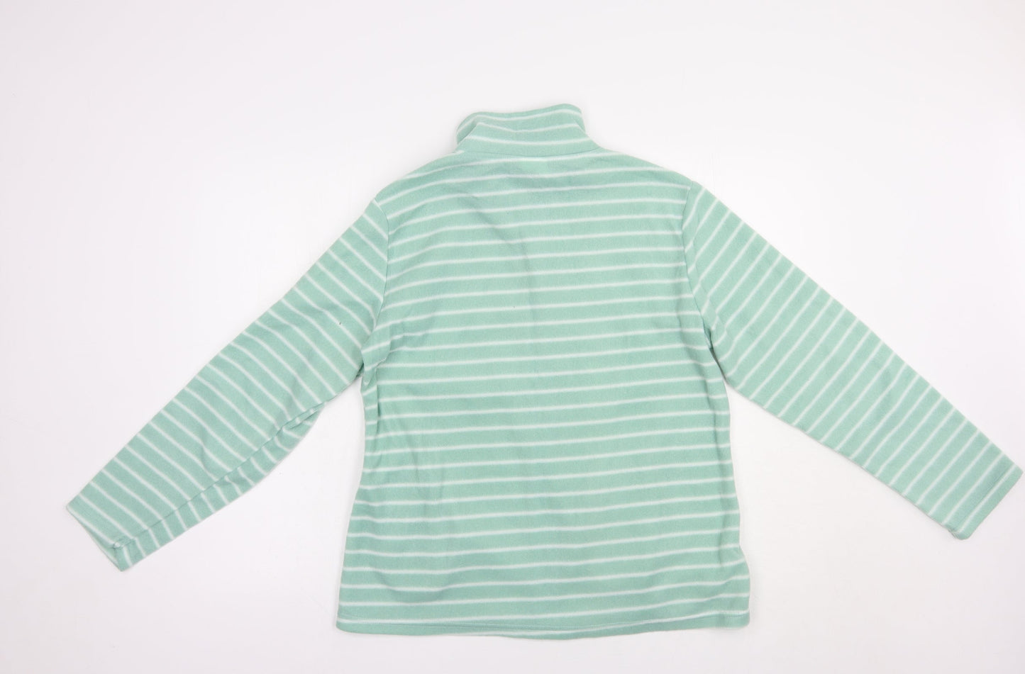 Anne De Lancay Womens Green Striped Polyester Full Zip Sweatshirt Size S  Zip