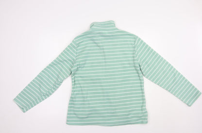 Anne De Lancay Womens Green Striped Polyester Full Zip Sweatshirt Size S  Zip