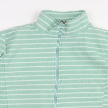 Anne De Lancay Womens Green Striped Polyester Full Zip Sweatshirt Size S  Zip