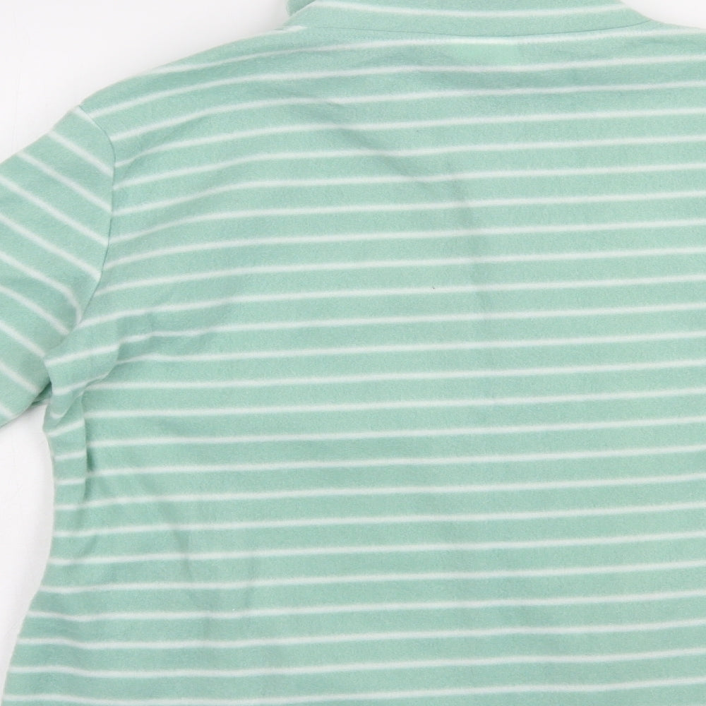Anne De Lancay Womens Green Striped Polyester Full Zip Sweatshirt Size S  Zip