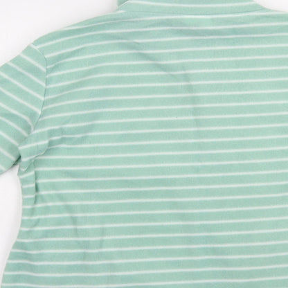 Anne De Lancay Womens Green Striped Polyester Full Zip Sweatshirt Size S  Zip