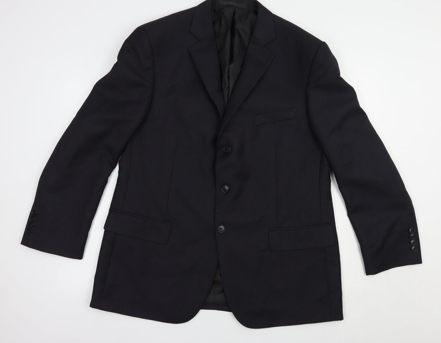 Marks and Spencer Mens Blue Striped Polyacrylate Fibre Jacket Blazer Size 42