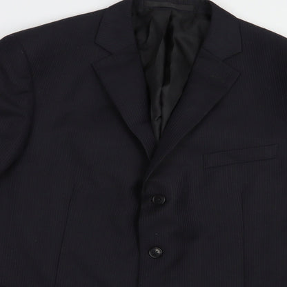 Marks and Spencer Mens Blue Striped Polyacrylate Fibre Jacket Blazer Size 42