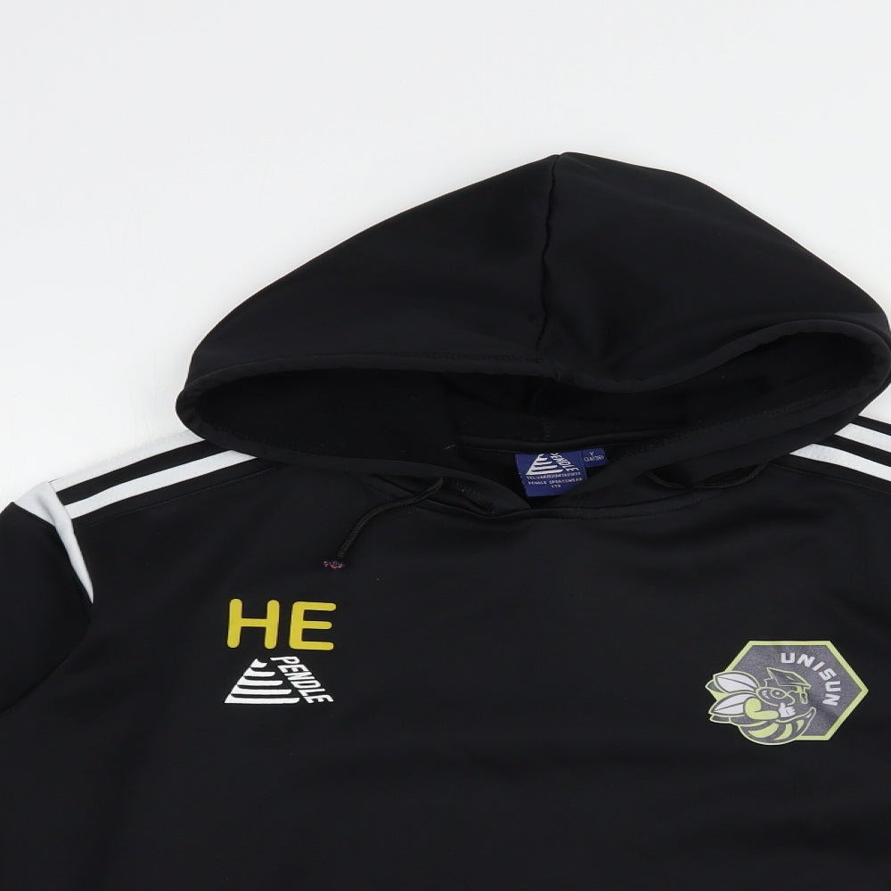 Pendle Mens Black  Polyester Pullover Hoodie Size S