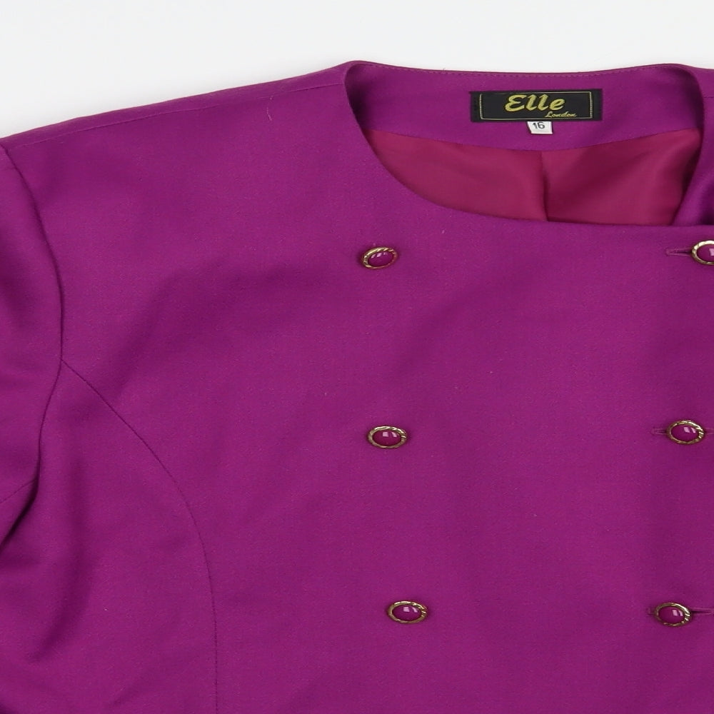 Elle London Womens Purple   Jacket Blazer Size 16  Button