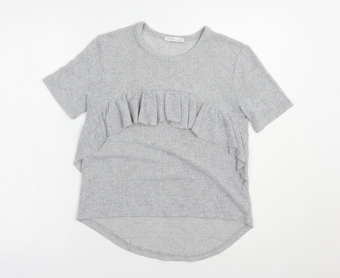 Womens UK Size S Zara Grey Basic Blouse