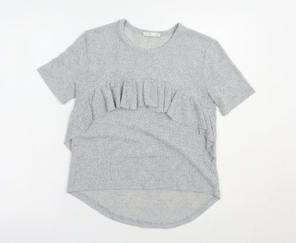 Womens UK Size S Zara Grey Basic Blouse