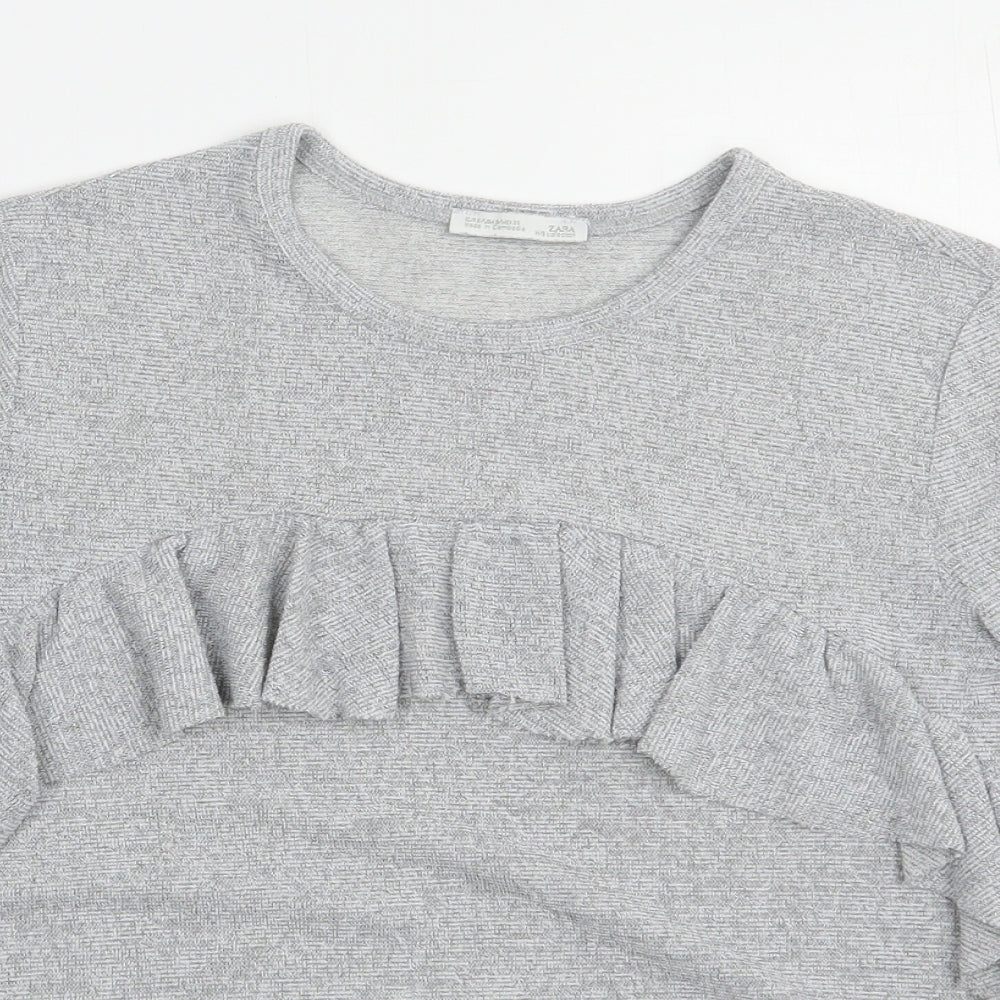 Womens UK Size S Zara Grey Basic Blouse