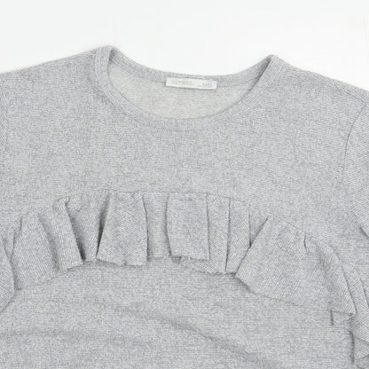 Womens UK Size S Zara Grey Basic Blouse