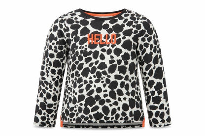 NEXT Girls Black Animal Print Cotton Pullover T-Shirt Size 10 Years Crew Neck Pullover - Hello