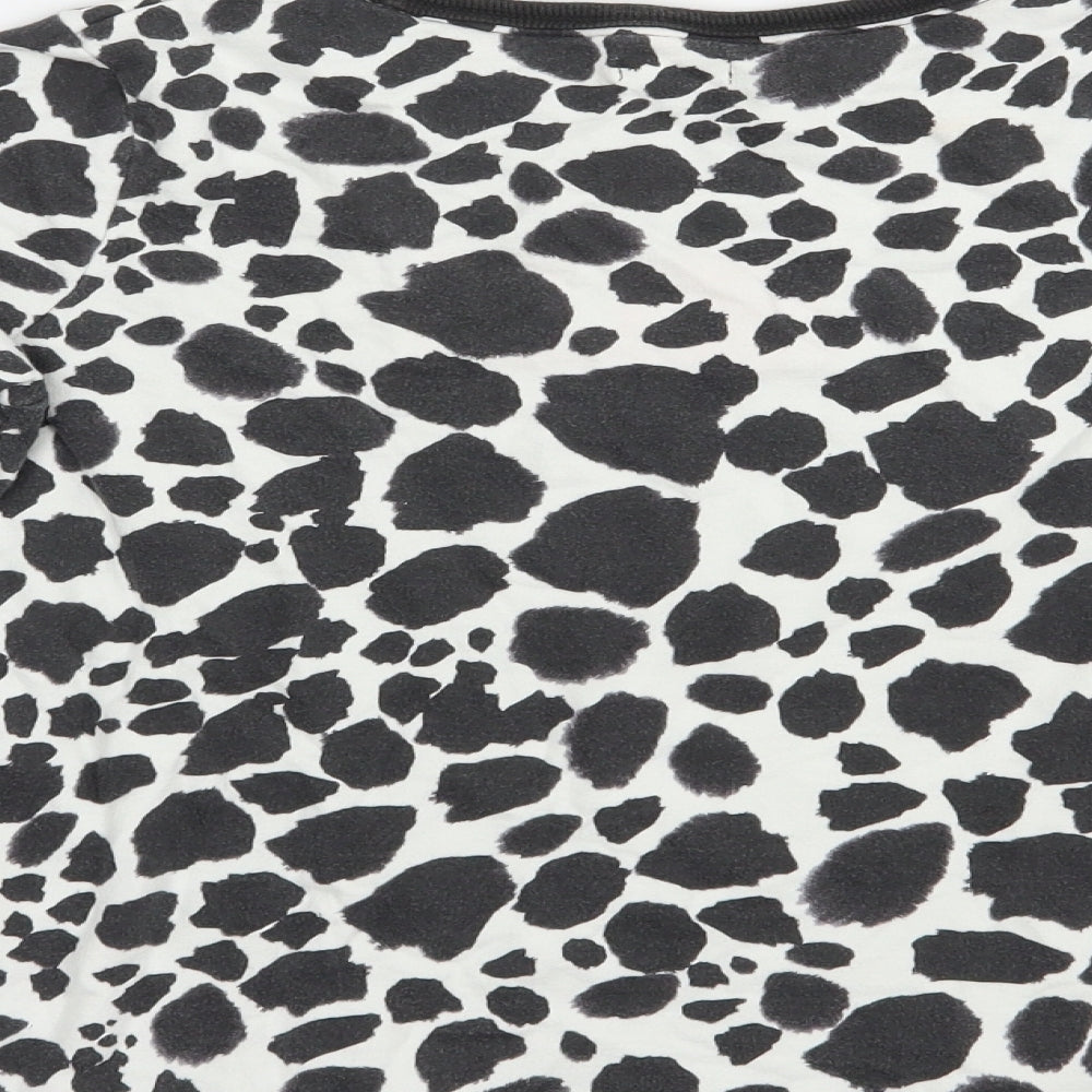 NEXT Girls Black Animal Print Cotton Pullover T-Shirt Size 10 Years Crew Neck Pullover - Hello