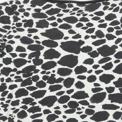 NEXT Girls Black Animal Print Cotton Pullover T-Shirt Size 10 Years Crew Neck Pullover - Hello