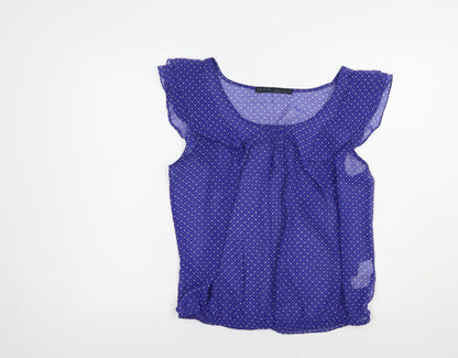 Womens UK Size L Zara Blue Basic Blouse