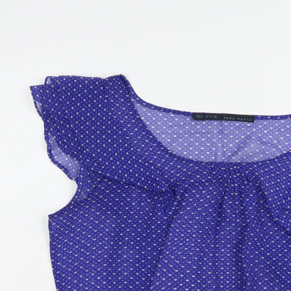 Womens UK Size L Zara Blue Basic Blouse