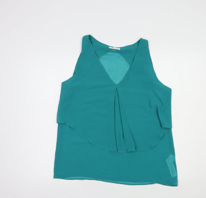 Womens UK Size L Zara Green Basic Blouse