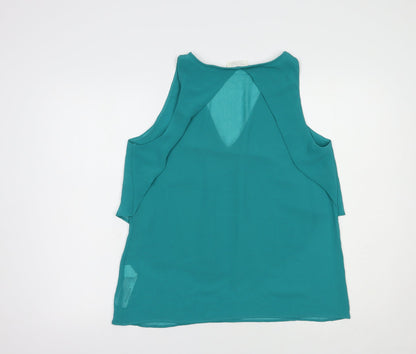 Womens UK Size L Zara Green Basic Blouse