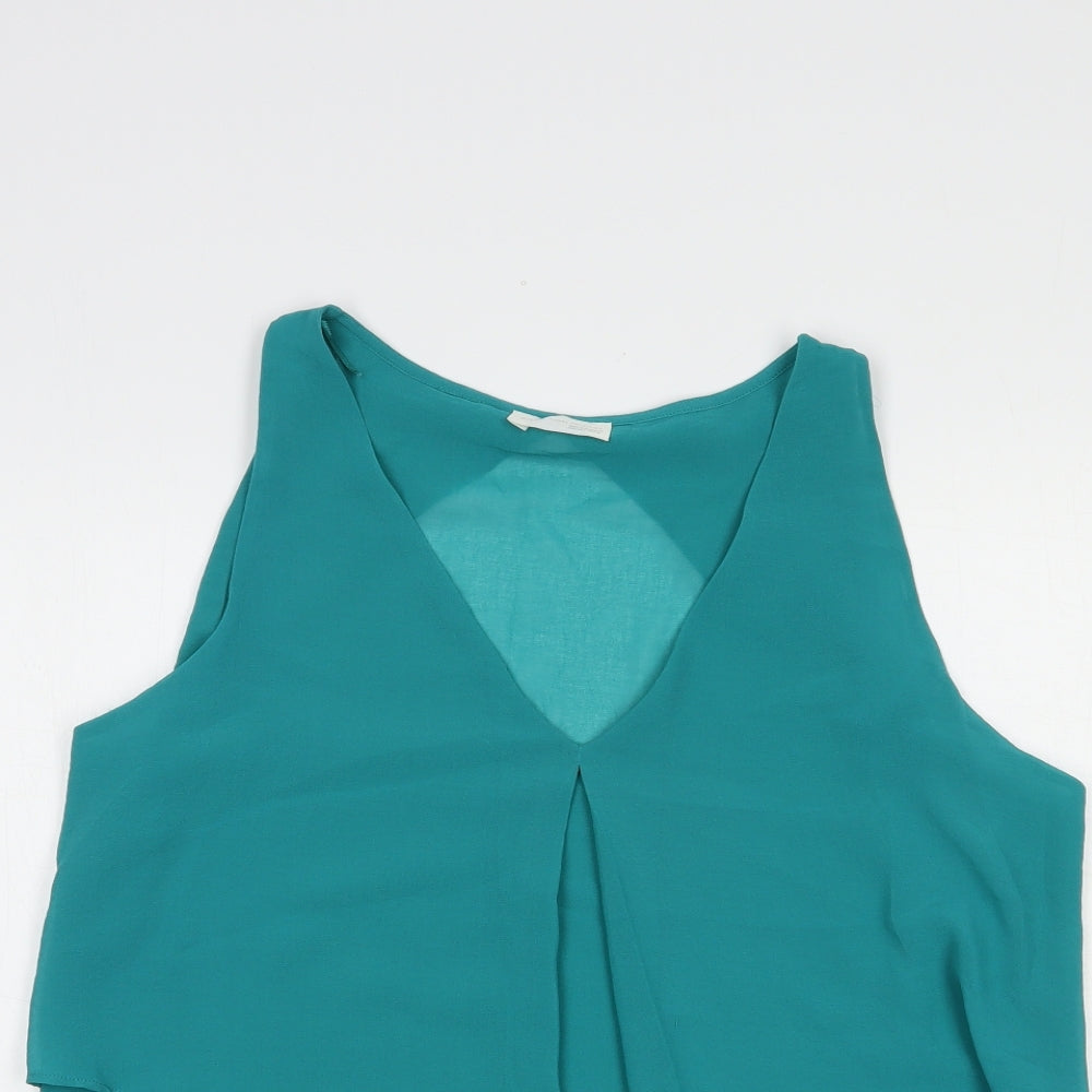 Womens UK Size L Zara Green Basic Blouse