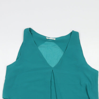 Womens UK Size L Zara Green Basic Blouse