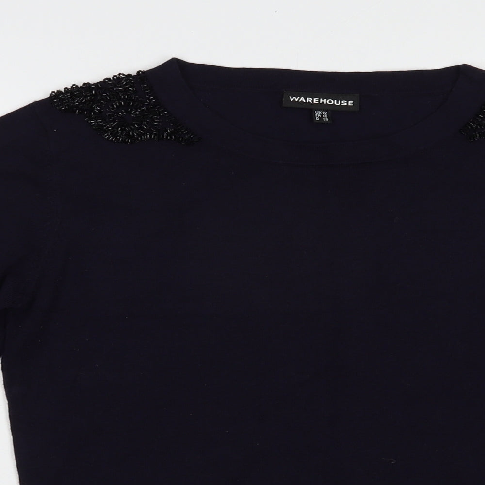 Womens UK Size 12 Warehouse Blue Pullover Jumper