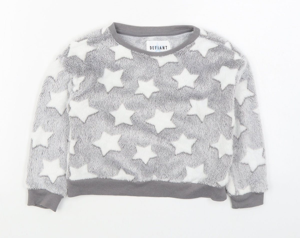 Defiant Boys Grey Geometric Polyester Pullover Sweatshirt Size 5-6 Years  Pullover