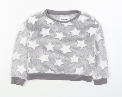 Defiant Boys Grey Geometric Polyester Pullover Sweatshirt Size 5-6 Years  Pullover