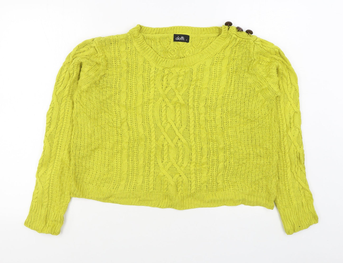 Dotti Womens Yellow Boat Neck  Acrylic Pullover Jumper Size S