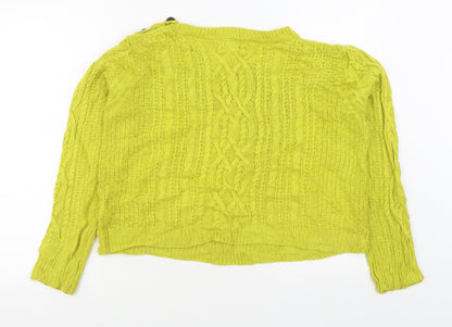 Dotti Womens Yellow Boat Neck  Acrylic Pullover Jumper Size S