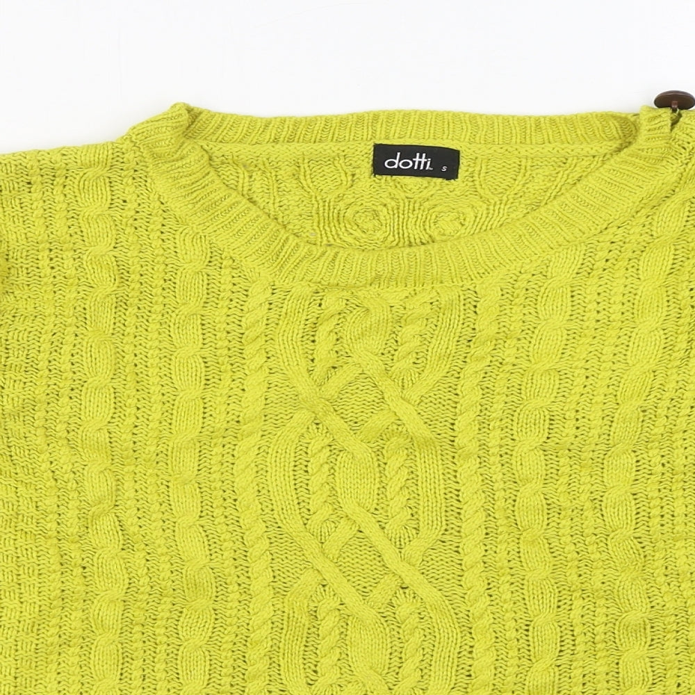 Dotti Womens Yellow Boat Neck  Acrylic Pullover Jumper Size S