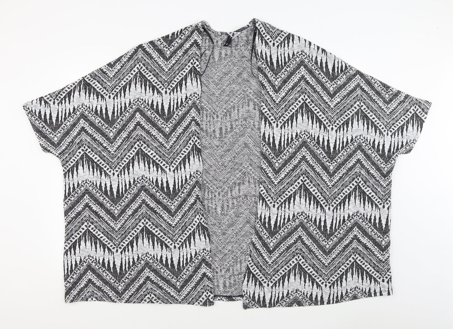H&M Womens Black V-Neck Geometric Polyester Cardigan Jumper Size S