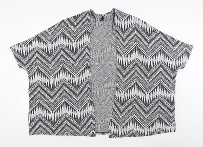 H&M Womens Black V-Neck Geometric Polyester Cardigan Jumper Size S
