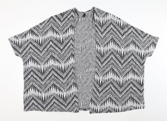 H&M Womens Black V-Neck Geometric Polyester Cardigan Jumper Size S