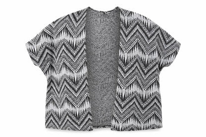 H&M Womens Black V-Neck Geometric Polyester Cardigan Jumper Size S