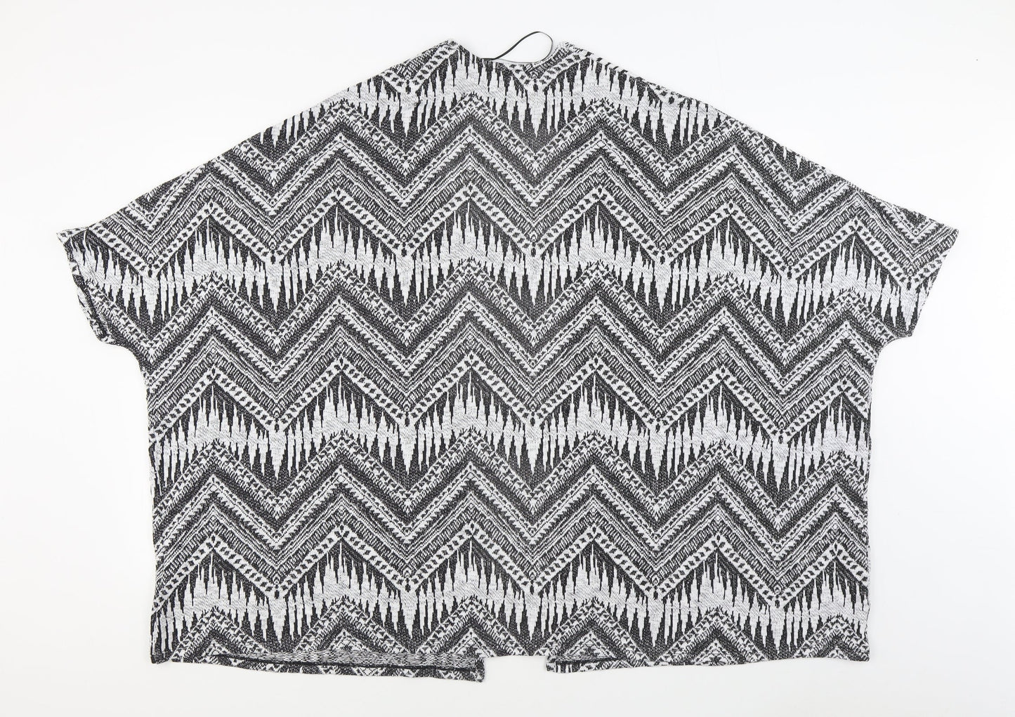 H&M Womens Black V-Neck Geometric Polyester Cardigan Jumper Size S