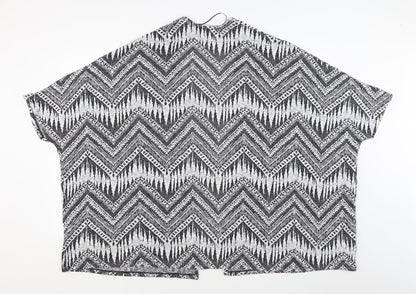 H&M Womens Black V-Neck Geometric Polyester Cardigan Jumper Size S