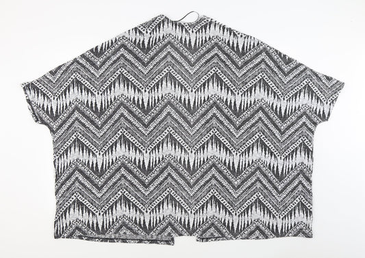 H&M Womens Black V-Neck Geometric Polyester Cardigan Jumper Size S