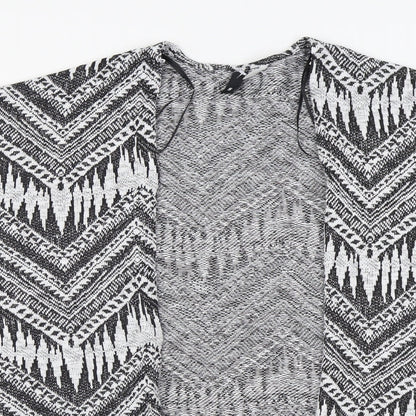 H&M Womens Black V-Neck Geometric Polyester Cardigan Jumper Size S
