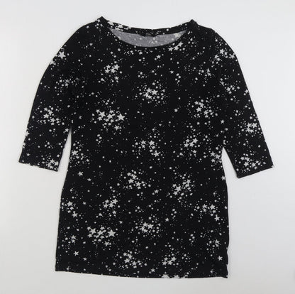 F&F Womens Black Geometric Polyester Jumper Dress  Size 12  Boat Neck Pullover