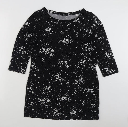 F&F Womens Black Geometric Polyester Jumper Dress  Size 12  Boat Neck Pullover