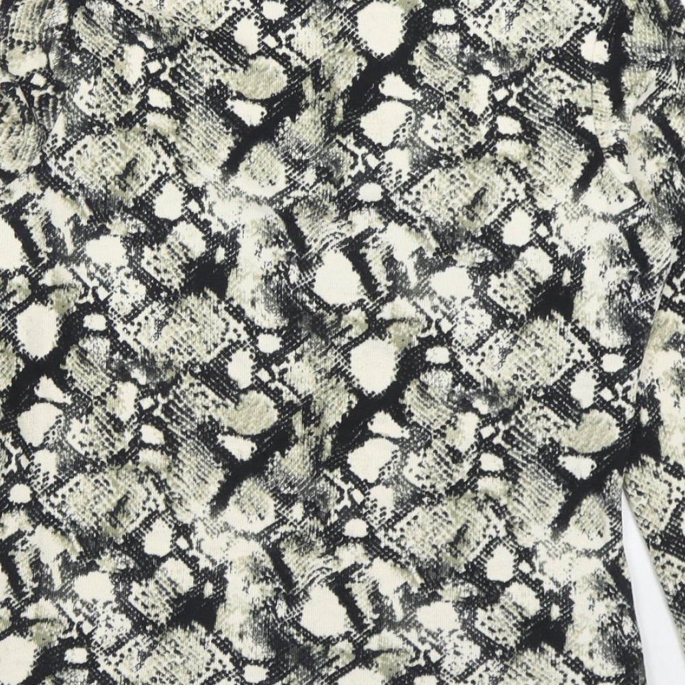 Primark Womens Black Roll Neck Animal Print Polyester Pullover Jumper Size S