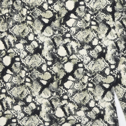 Primark Womens Black Roll Neck Animal Print Polyester Pullover Jumper Size S