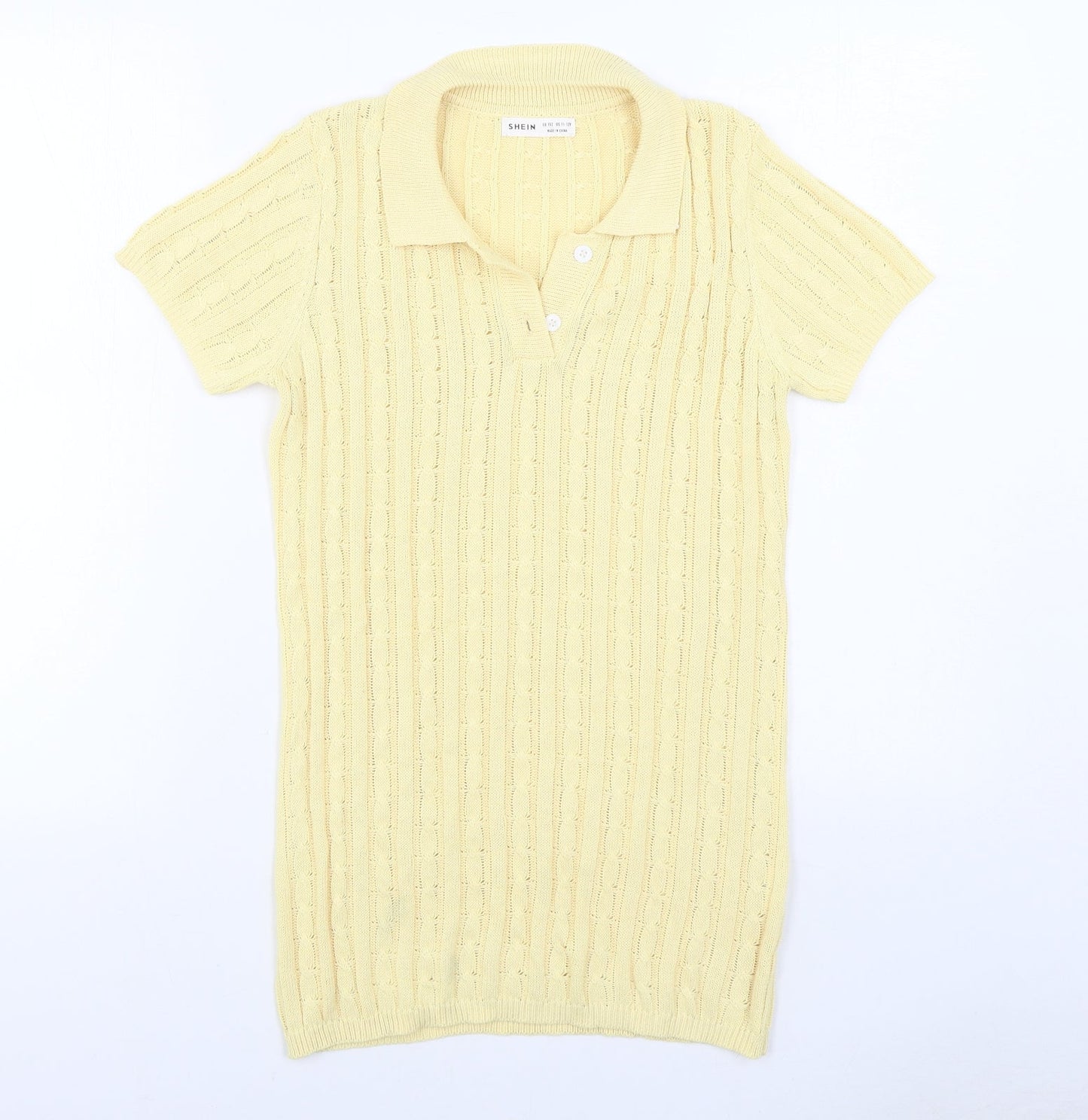 SheIn Girls Yellow  Polyester Jumper Dress  Size 11-12 Years  Collared Button