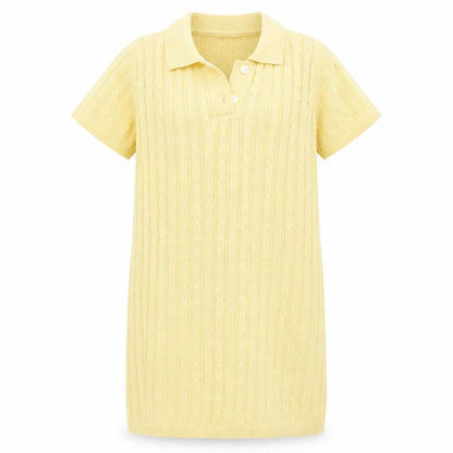 SheIn Girls Yellow  Polyester Jumper Dress  Size 11-12 Years  Collared Button