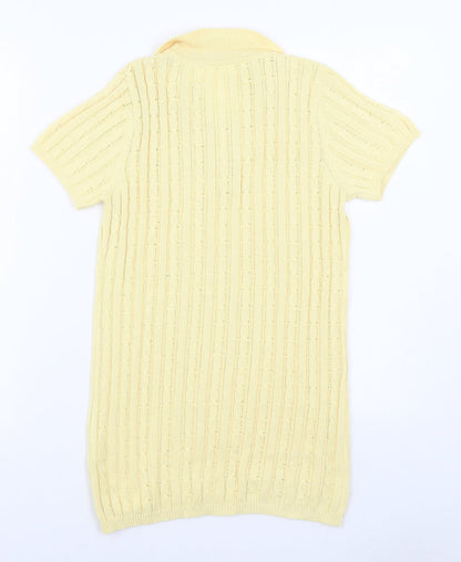 SheIn Girls Yellow  Polyester Jumper Dress  Size 11-12 Years  Collared Button