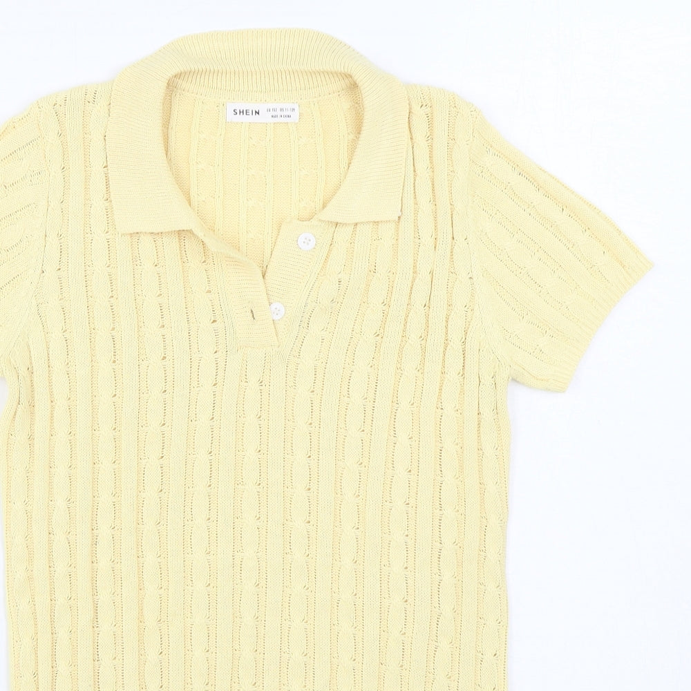 SheIn Girls Yellow  Polyester Jumper Dress  Size 11-12 Years  Collared Button