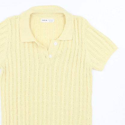 SheIn Girls Yellow  Polyester Jumper Dress  Size 11-12 Years  Collared Button