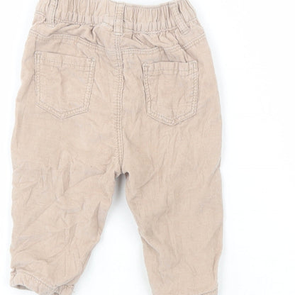NEXT Boys Beige  100% Cotton Cargo Trousers Size 3-6 Months
