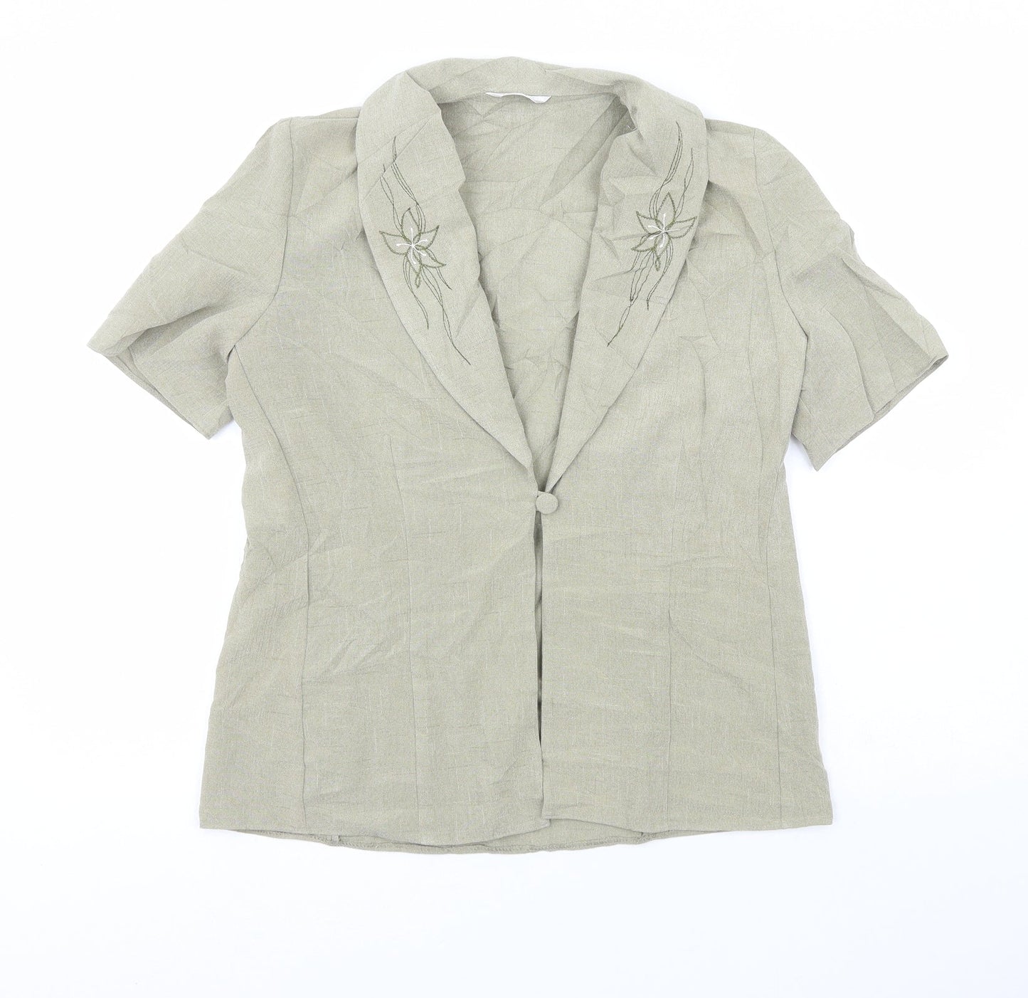 Berkertex Womens Green  Polyester Basic Button-Up Size 12 Collared