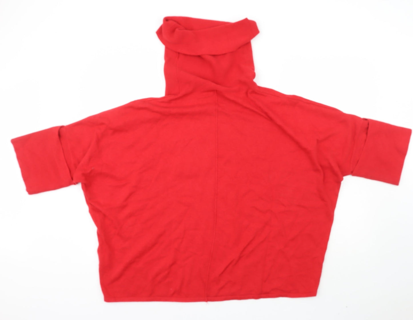 Marbel Womens Red Roll Neck  100% Cotton Cardigan Jumper One Size