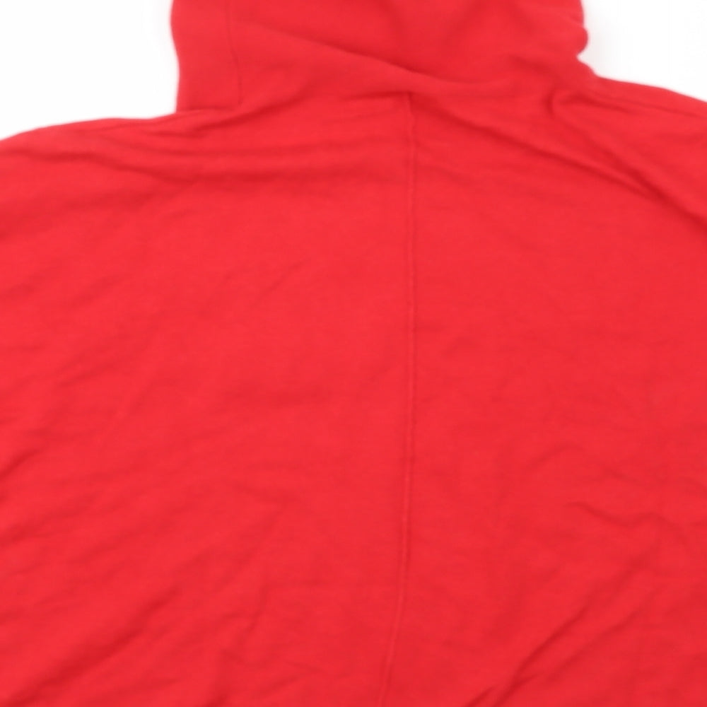 Marbel Womens Red Roll Neck  100% Cotton Cardigan Jumper One Size