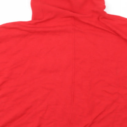 Marbel Womens Red Roll Neck  100% Cotton Cardigan Jumper One Size